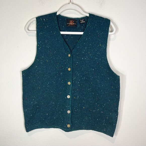 Jenny Buchanan Sweater Vest M Wool Blend Green Button Down Knit Size Medium‎ - Picture 3 of 8